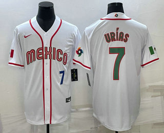 Mens Mexico Baseball #7 Julio Urias Number 2023 White Blue World Baseball Classic Stitched Jersey,We sell and wholesale Mens Mexico Baseball #7 Julio Urias Number 2023 White Blue World Baseball Classic Stitched Jersey on line form chian!